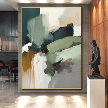 Load image into Gallery viewer, Custom Large Green - Toned Abstract Layers - Ideal for Nature - Inspired Café & Eco - Friendly Office LargeART0737