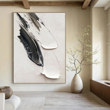Load image into Gallery viewer, “Grey and White Impasto Strokes” - Textured Minimalist Art on Canvas DKH1669