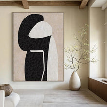 Load image into Gallery viewer, Black & White Abstract Figure Abstract Canvas Painting, Ideal for Minimalist Bedroom & Modern Gallery LargeART1134