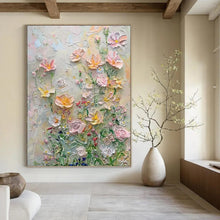 Load image into Gallery viewer, “Impasto Flower Garden” - Colorful Textured Floral Art on Canvas DKH1384