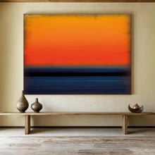 Load image into Gallery viewer, Orange And Blue Abstract Sunset Painting On Canvas DKH449