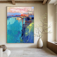 Load image into Gallery viewer, “Colorful Coastal Abstract” Abstract Painting on Canvas, Beach House Dining Decor DKH1030