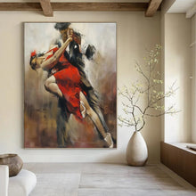 Load image into Gallery viewer, “Dramatic Red Dress Dance” - Expressive Dance Art on Canvas DKH1637
