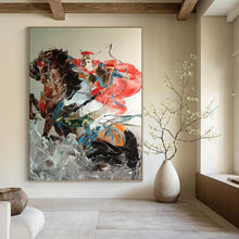 Load image into Gallery viewer, “Chinese Warrior on Horseback” - Oriental Figure Art on Canvas DKH1589