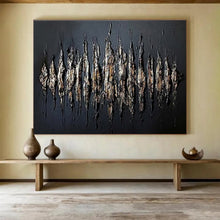 Load image into Gallery viewer, Textured Metallic Black Abstract Art for Edgy Home Office & Nightclub Lounge DKH097