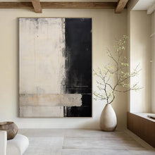 Load image into Gallery viewer, Black & White Textured Abstract Painting, Ideal for Modern Office Lobby & Monochrome Living Room LargeART1384