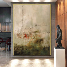 Load image into Gallery viewer, Textured Neutral Abstract with Red Spots Acrylic Art - Ideal for Industrial - style Gallery & Eclectic Living Room LargeART0574