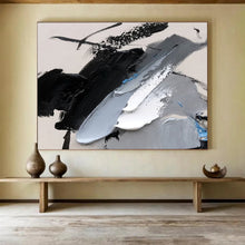 Load image into Gallery viewer, Bold Black and White Abstract Painting for Industrial Loft & Monochrome Gallery DKH310