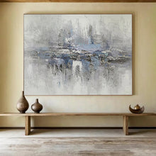 Load image into Gallery viewer, Gray - Blue Abstract Lake Painting On Canvas DKH349