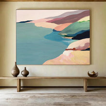 Load image into Gallery viewer, Pastel Coastal Abstract Painting on Canvas - “Soft Shores” DKH741
