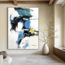 Load image into Gallery viewer, Blue & Black Dynamic Abstract Painting, Ideal for Modern Lounge & Artistic Office LargeART2085