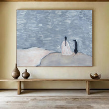Load image into Gallery viewer, Serene Figure And Dog By The Water Abstract Painting On Canvas DKH423