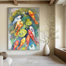 Load image into Gallery viewer, Colorful Koi Fish Pond Abstract Art - Great for Bathroom & Garden Room LargeART2351