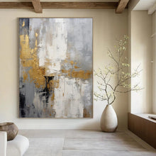 Load image into Gallery viewer, “Gold - Infused Gray Harmony” Abstract Painting on Canvas, Sophisticated Office Decor DKH1062