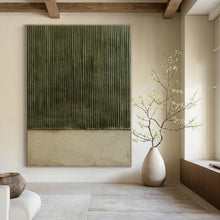 Load image into Gallery viewer, Green - Beige Textured Abstract Painting, Suited for Earthy - Toned Living Room & Nature - Inspired Office LargeART1382