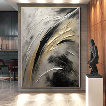 Load image into Gallery viewer, Gold - Silver - Black Flow Acrylic Art for Luxury Bedroom & Hotel Lobby LargeART0834