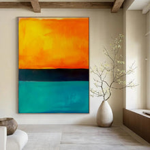 Load image into Gallery viewer, Orange, Black & Teal Color - Blocked Abstract, Ideal for Energetic Game Room & Bold Home Bar LargeART1949