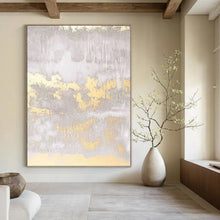 Load image into Gallery viewer, “Gilded Gray Textures” Abstract Metallic Accent Painting on Canvas, Luxe Decor DKH951