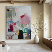 Load image into Gallery viewer, Playful Abstract Doodles Painting - Great for Creative Studio & Bohemian Bedroom LargeART1406