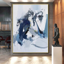 Load image into Gallery viewer, Oversized Blue - Gray Abstract Art for Contemporary Bedroom & Art Gallery Nook LargeART0485