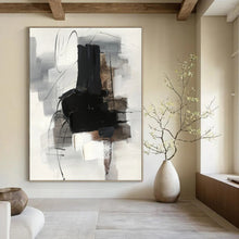 Load image into Gallery viewer, “Monochrome Abstract Gestures” - Black, White, Grey Abstract Art on Canvas DKH1280