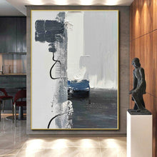 Load image into Gallery viewer, Oversized Gray - Blue Abstract Art for Minimalist Bedroom & Contemporary Study LargeART0491