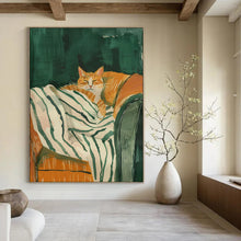 Load image into Gallery viewer, Green - Orange Abstract Pet Art, Perfect for Cozy Pet - Friendly Bedroom & Charming Living Room LargeART2046