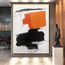 Load image into Gallery viewer, Large - Format Orange - Black Abstract Art for Modern Entryway & Art - Forward Café LargeART0490