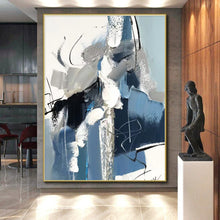 Load image into Gallery viewer, Custom Large Blue and Gray Abstract Art - Perfect for Urban Loft & Contemporary Gallery LargeART0771