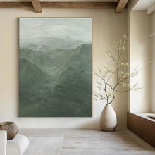 Load image into Gallery viewer, “Misty Green Mountain Range” - Atmospheric Landscape Art on Canvas DKH1497