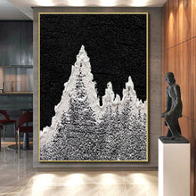 Load image into Gallery viewer, Hand - painted Generous - sized Black and White Textured Peaks Acrylic Art for Minimalist Studies LargeART0020