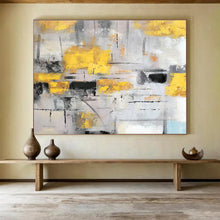 Load image into Gallery viewer, Gray and Yellow Abstract Painting for Contemporary Living Room & Creative Studio DKH285