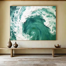 Load image into Gallery viewer, Hand - painted Ocean Wave Abstract Acrylic Art for Living Room Nautical Decor LargeART1645