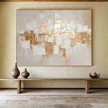 Load image into Gallery viewer, Gilded Squares on Neutral Abstract Painting DKH524