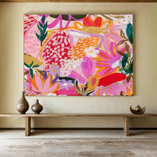 Load image into Gallery viewer, Vibrant Floral Abstract Painting on Canvas - “Tropical Blooms” DKH708
