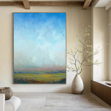 Load image into Gallery viewer, “Hazy Horizon in Soft Blues” Abstract Atmospheric Painting on Canvas, Serene Skyscape Art DKH935