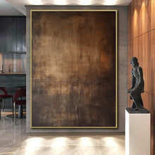 Load image into Gallery viewer, Hand - painted Massive Dark Brown Textured Abstract Acrylic Art for Rustic - Themed Lounges LargeART0097