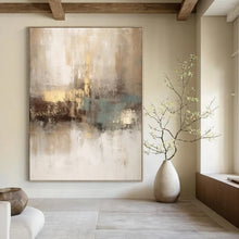 Load image into Gallery viewer, “Neutral - Gold Fusion” – Beige, Gray & Gold Abstract Acrylic with Subtle Textures DTP068