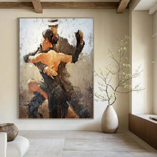 Load image into Gallery viewer, “Tango Dancers in Earth Tones” - Impressionistic Dance Art on Canvas DKH1636