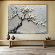 Load image into Gallery viewer, 3D Textured White Blossom Tree Abstract Painting on Canvas - “Zen Tree” DKH695