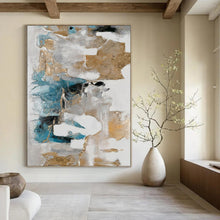 Load image into Gallery viewer, Minimalist Abstract Art, Gold - Accented Neutral Painting for Luxury Bedroom & Sophisticated Office LargeART2245