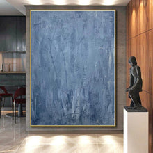 Load image into Gallery viewer, Oversized Blue Textured Abstract Art for Spa & Minimalist Bedroom LargeART0459