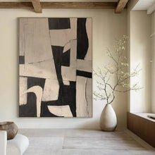 Load image into Gallery viewer, Black - White Bold Geometric Abstract Acrylic Art, For Dining Room & Gallery Walls LargeART0977