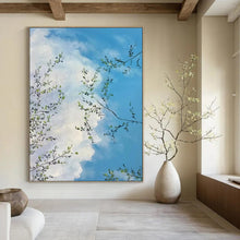 Load image into Gallery viewer, Blue Sky & Green Branches Abstract, Ideal for Light - Filled Breakfast Nook & Nature - Inspired Home Office LargeART1986