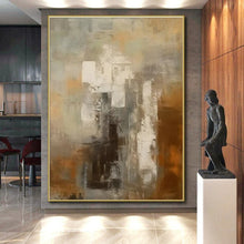 Load image into Gallery viewer, Gray and Brown Abstract Mosaic Acrylic Art - Ideal for Industrial - chic Bathroom & Minimalist Study LargeART0602