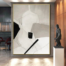 Load image into Gallery viewer, White - Black Geometric Shapes Acrylic Art - Suited for Scandinavian - style Home & Artistic Bedroom LargeART0559
