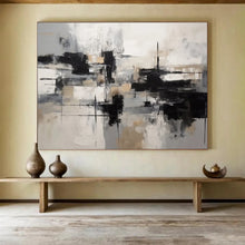 Load image into Gallery viewer, Monochromatic Geometric Abstract Painting On Canvas for Modern Office & Art - Loving Library DKH335