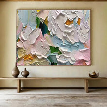 Load image into Gallery viewer, Impasto Flower “Blush Blooms” Painting on Canvas, Romantic Floral Art DKH817