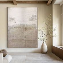 Load image into Gallery viewer, Hand - painted Large - scale Beige Textured Collage Abstract Acrylic Art for Minimalist Hallways LargeART0114