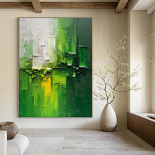 Load image into Gallery viewer, “Textured Green Abstraction” - Expressionistic Abstract Acrylic, Suits Contemporary Bedroom and Art Studio DTP003